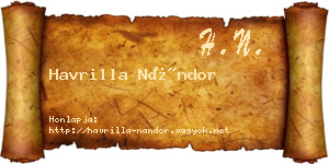 Havrilla Nándor névjegykártya